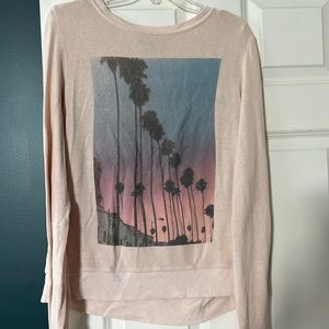 Wildfox light pink California scene sweater